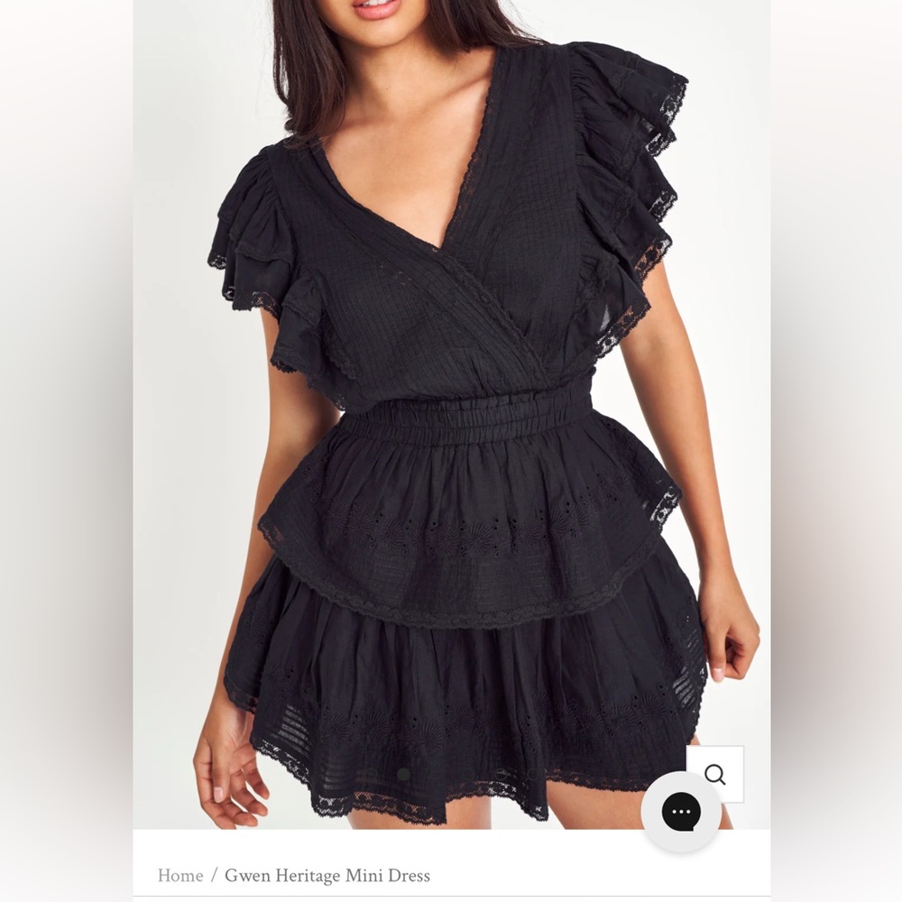LoveShackFancy Black Gwen Dress, Size M